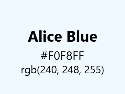 Visual example of Alice blue color with its extremely pale, cool appearance