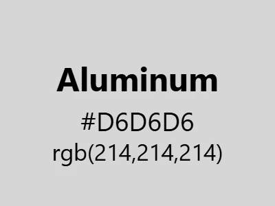 Visual example of aluminum color with its light, modern metallic grey appearance