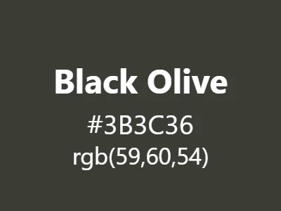 Visual example of black olive color with its deep, muted green-black appearance