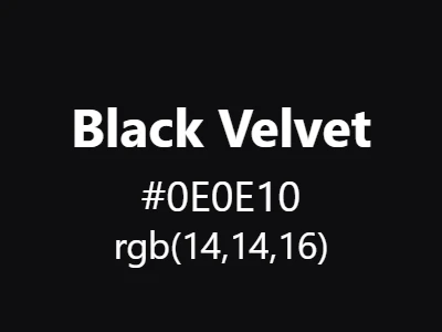 Visual example of black velvet color with its deep, luxurious black appearance with subtle blue undertones