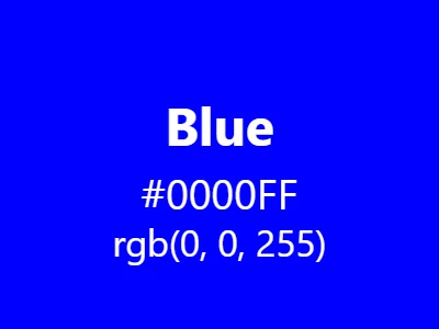 Visual example of the classic blue color with hex code #0000FF