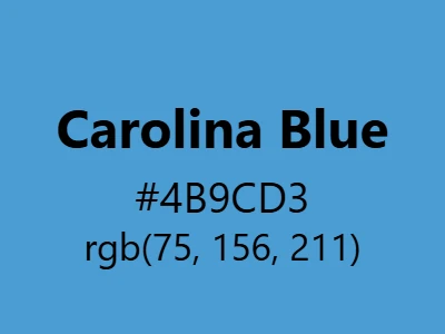 Visual example of Carolina blue color with its iconic, spirited appearance