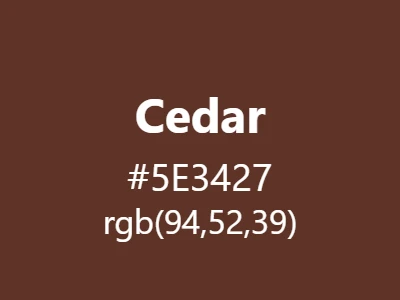 Visual example of cedar color with its rich, woody appearance