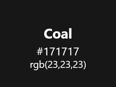 Visual example of coal color with its deep, matte industrial black appearance