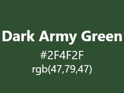 Visual example of dark army green color with its intense, tactical appearance