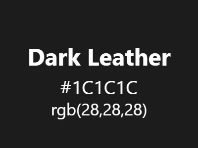 Visual example of dark leather color with its rich, warm brown-black appearance