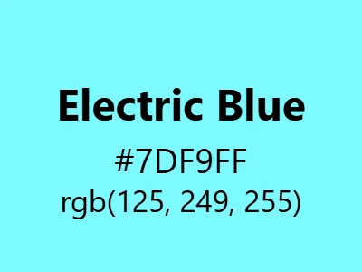 Visual example of electric blue color with its vibrant, neon appearance
