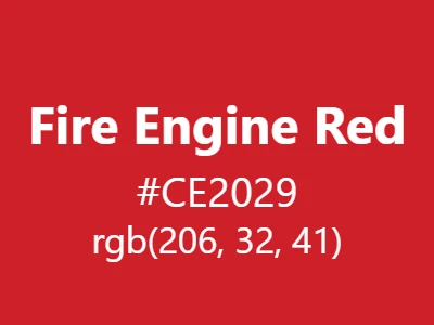 Visual example of fire engine red color with its bright, urgent appearance