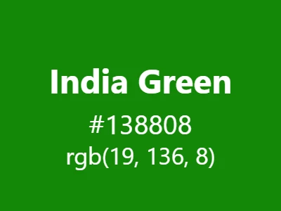 Visual example of India green color with its patriotic, culturally significant appearance