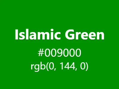 Visual example of Islamic green color with its culturally significant appearance