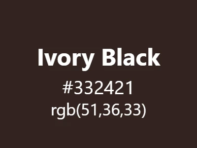 Visual example of ivory black color with its warm, rich black appearance with subtle brown undertones