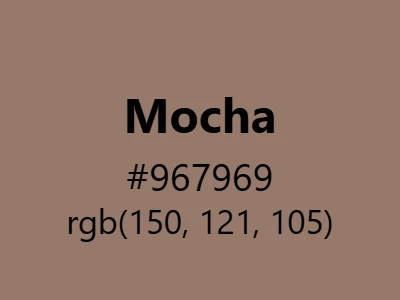 Visual example of mocha color with its rich, coffee-inspired appearance