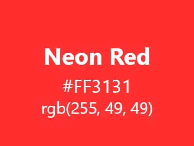 Visual example of neon red color with its vibrant, attention-grabbing appearance that glows with intense energy