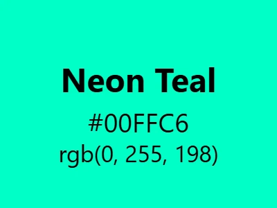 Visual example of neon teal color with its vibrant, electric blue-green appearance that glows with futuristic energy