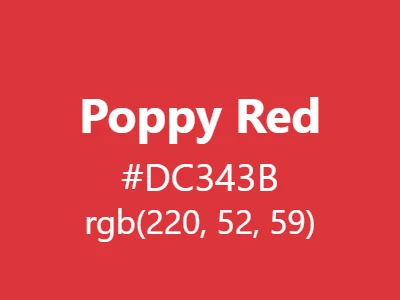 Visual example of poppy red color with its vibrant, floral appearance