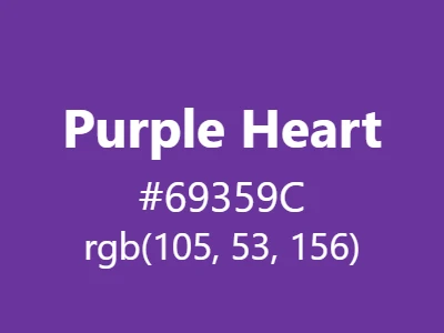 Visual example of purple heart color with its vibrant, blueish-purple appearance