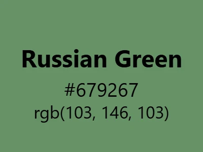 Visual example of Russian green color with its historic, military-inspired appearance