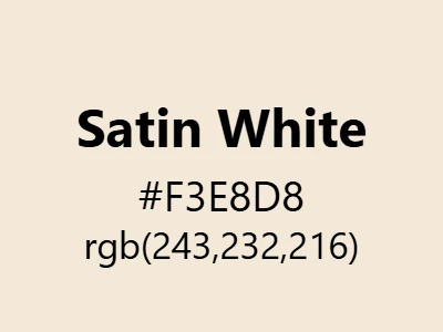 Visual example of satin white color with its luxurious, lustrous appearance