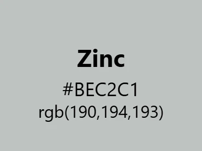 Visual example of zinc color with its cool, bluish-light grey appearance