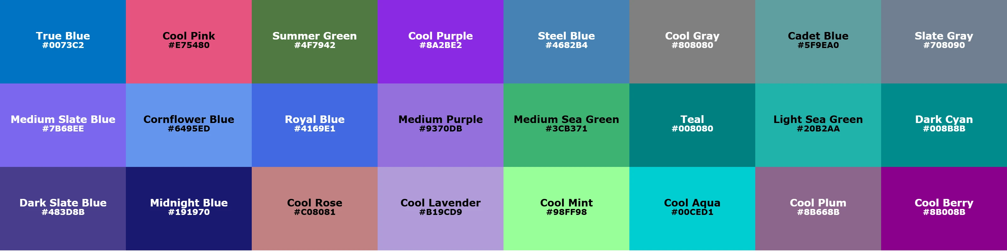 Cool Summer color palette visualization