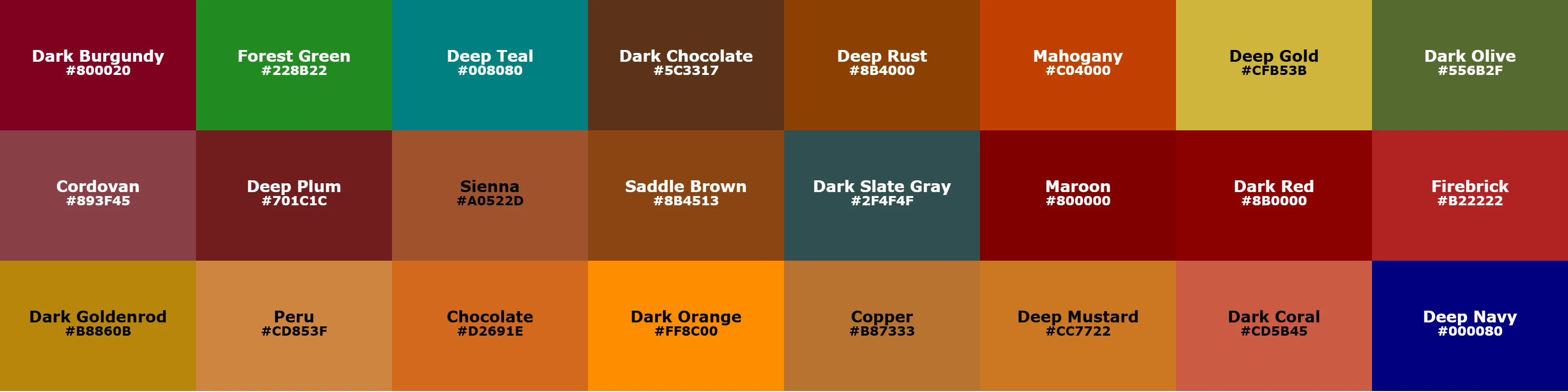 Deep Autumn color palette visualization